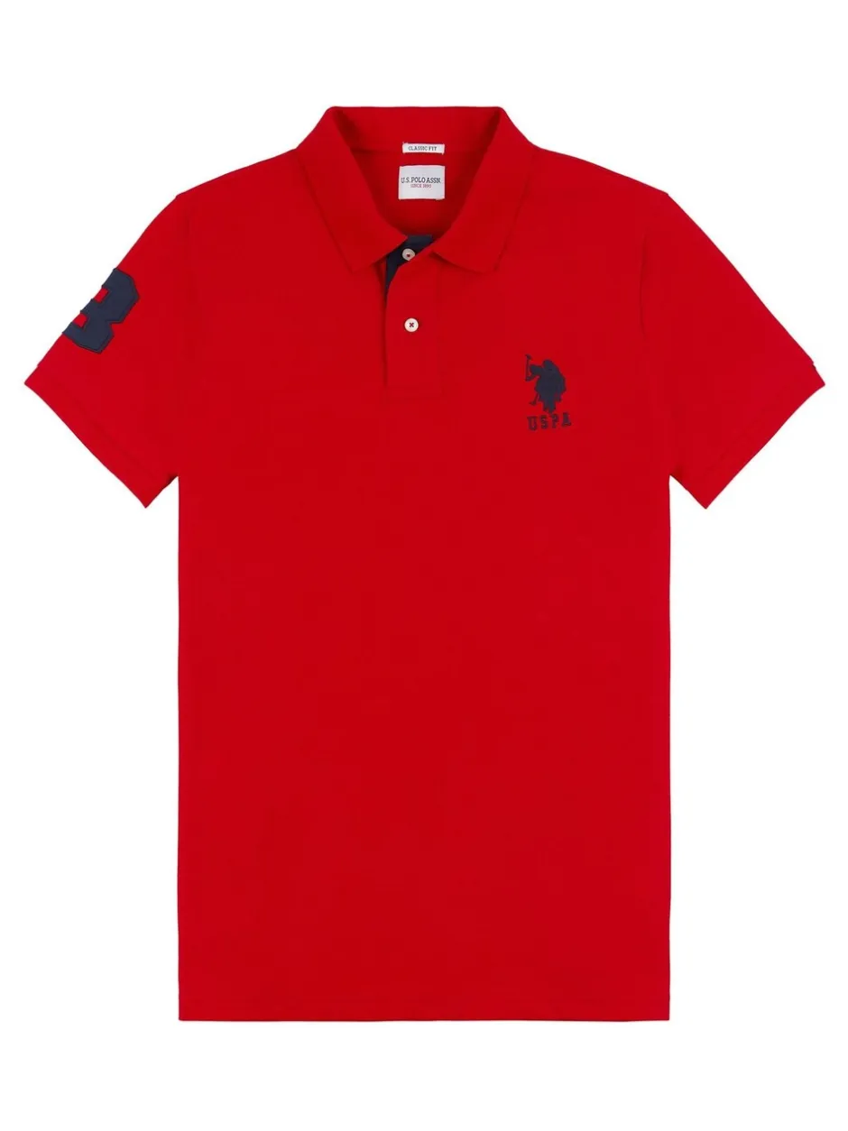 Poloshirts|U.S. Polo Assn Rood - . Regular Fit Mens Player 3 Pique 100% Cotton Polo Shirt