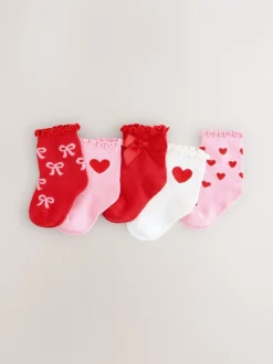 Sokken En Panty's*Next - Verpakking van 5 paar babysokken met strik (0 mnd-2 jr) Rood