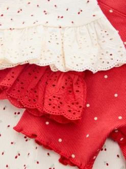 Tops|Sets En Combisets*Next - Set van 2 hemdjes en shorts (3mnd -7jr) Rood / Wit
