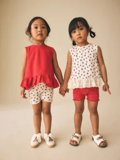 Tops|Sets En Combisets*Next - Set van 2 hemdjes en shorts (3mnd -7jr) Rood / Wit