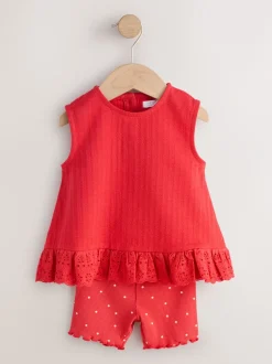Tops|Sets En Combisets*Next - Set van 2 hemdjes en shorts (3mnd -7jr) Rood / Wit