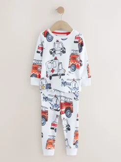 Multipacks|Pyjama's|Next Rood/ blauw met hulpverleningsvoertuig - Mini Knusse Pyjama's 3 Set (9mnd-10jr)