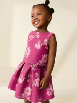 Shorts En Rokken|Next Rood bloemmotief - Set van scuba top en rok (3mnd -7jr)