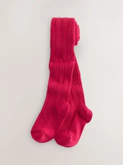 Sokken En Panty's|Sokken En Panty's|Next - Verpakking van 3 kabelmaillots met hoog katoengehalte Rood, Crème en marineblauw