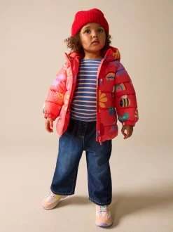 Jassen, Jacks En Kinderwagenpakjes|Jassen En Jacks*Next - Regenbestendige gewatteerde jas met fleecevoering en capuchon (3mnd -7jr) Rood figuurtjes