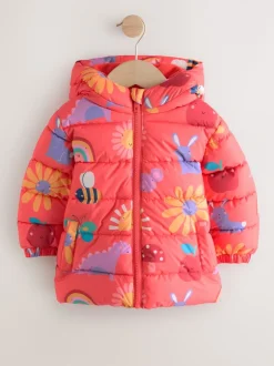 Jassen, Jacks En Kinderwagenpakjes|Jassen En Jacks*Next - Regenbestendige gewatteerde jas met fleecevoering en capuchon (3mnd -7jr) Rood figuurtjes