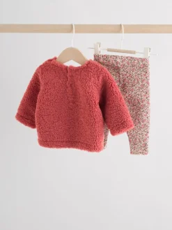 Truien En Breisels|Sets En Outfits*Next - 2 -delige Set van Fleece Tops en Leggings voor Baby''s (0mnd-2jr) Rood gebloemd