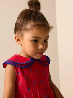 Jurken|Jurken*Next Rood gebloemd - Ric Rac Collar Dress (3mths-8yrs)