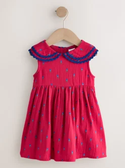 Jurken|Jurken*Next Rood gebloemd - Ric Rac Collar Dress (3mths-8yrs)