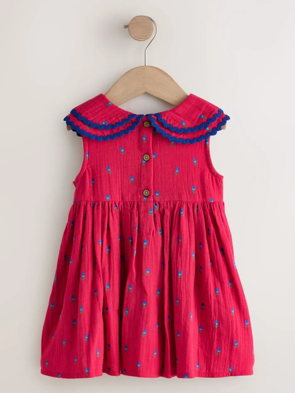Jurken|Jurken*Next Rood gebloemd - Ric Rac Collar Dress (3mths-8yrs)