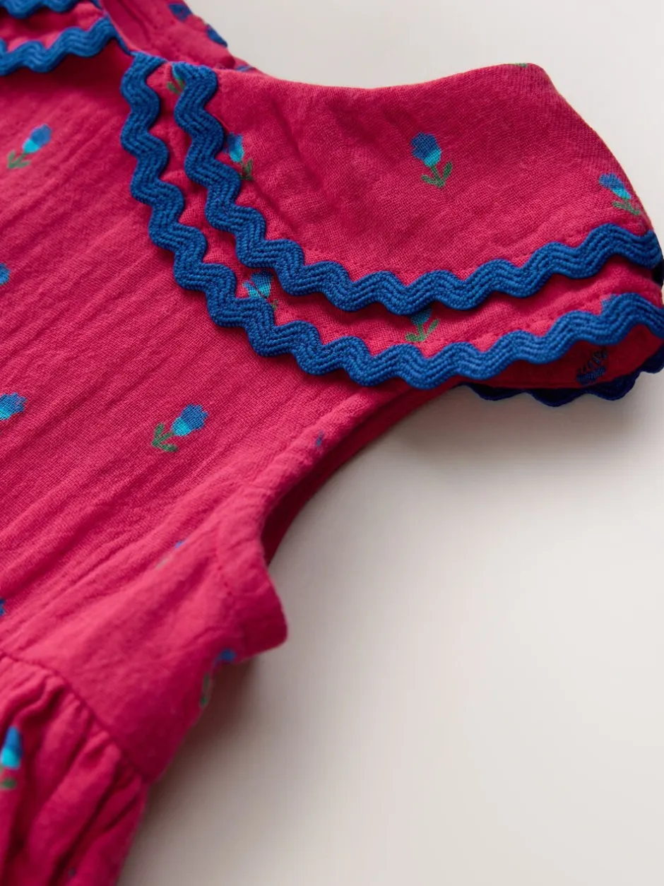 Jurken|Jurken*Next Rood gebloemd - Ric Rac Collar Dress (3mths-8yrs)