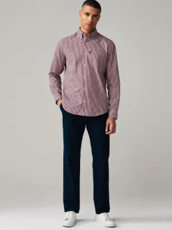 Shirts*Next Rood geruit - Eenvoudig te strijken Oxford-overhemd met knopen en standaard pasvorm