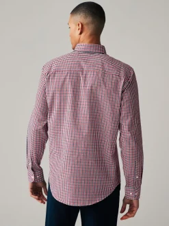 Shirts*Next Rood geruit - Eenvoudig te strijken Oxford-overhemd met knopen en standaard pasvorm