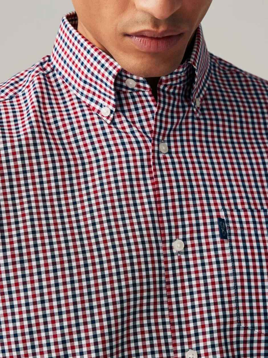 Shirts*Next Rood geruit - Eenvoudig te strijken Oxford-overhemd met knopen en standaard pasvorm