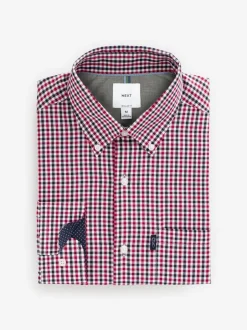 Shirts*Next Rood geruit - Eenvoudig te strijken Oxford-overhemd met knopen en standaard pasvorm