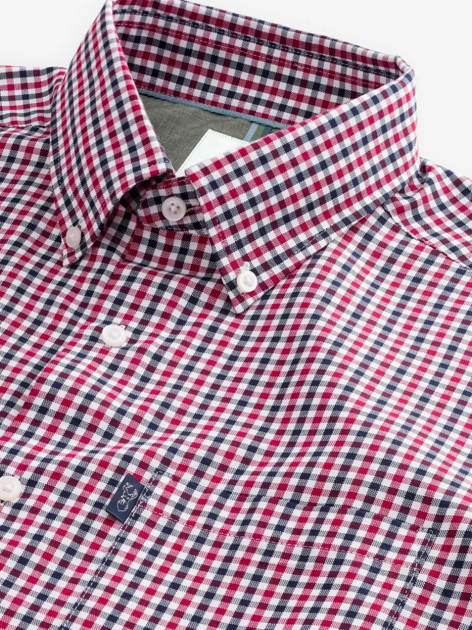 Shirts*Next Rood geruit - Eenvoudig te strijken Oxford-overhemd met knopen en standaard pasvorm