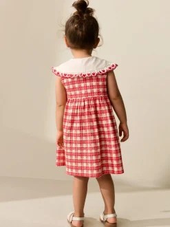Jurken|Jurken*Next - Zomerjurk met kraag (3mnd -7jr) Rood geruit