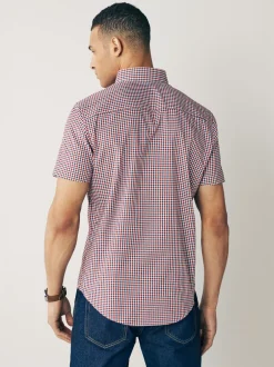 Shirts*Next Rood met gingham-ruitje - Strijvrij Oxford overhemd met korte mouwen en knopen