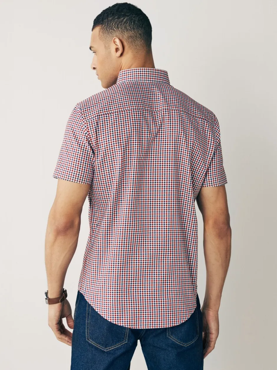 Shirts*Next Rood met gingham-ruitje - Strijvrij Oxford overhemd met korte mouwen en knopen
