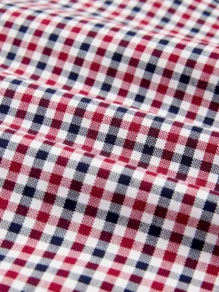 Shirts*Next Rood met gingham-ruitje - Strijvrij Oxford overhemd met korte mouwen en knopen