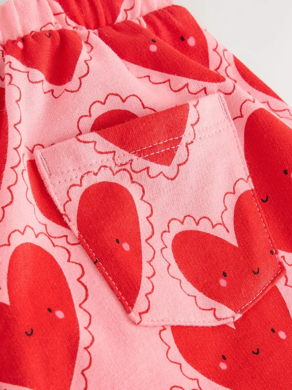 Broeken En Leggings|Next Rood met hartjesprint - Broek met structuur en wijde kortere pijpen (3mnd -7jr)