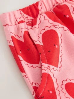 Broeken En Leggings|Next Rood met hartjesprint - Broek met structuur en wijde kortere pijpen (3mnd -7jr)