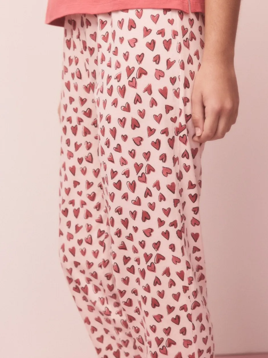 Pyjama's|Loungewear*Next Rood met hartjesprint - Pyjama met korte mouwen