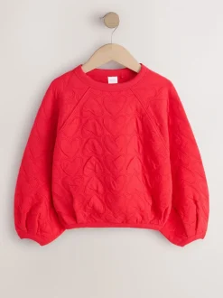 Sweaters En Hoody´S*Next - Quilted Sweatshirt (3-16yrs) Rood met hartjesprint