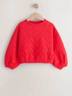 Sweaters En Hoody´S*Next - Quilted Sweatshirt (3-16yrs) Rood met hartjesprint