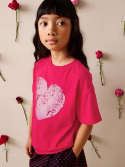 T-Shirts|Next Rood met hartjesprint - T-shirt met lovertjes (3-16 jr)