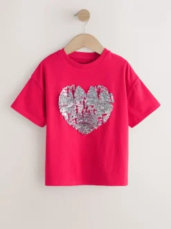 T-Shirts|Next Rood met hartjesprint - T-shirt met lovertjes (3-16 jr)
