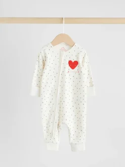 Multipacks|Babypakjes En Babypyjama's|Next Rood met hartjesprint - Verpakking van 3 babyslaappakjes met tweewegrits (0 mnd - 3 jr)