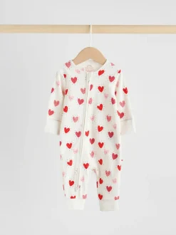 Multipacks|Babypakjes En Babypyjama's|Next Rood met hartjesprint - Verpakking van 3 babyslaappakjes met tweewegrits (0 mnd - 3 jr)