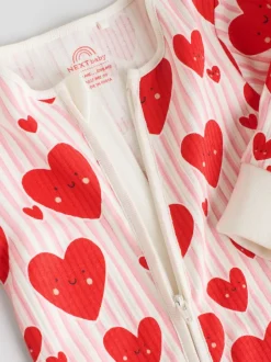 Multipacks|Babypakjes En Babypyjama's|Next Rood met hartjesprint - Verpakking van 3 babyslaappakjes met tweewegrits (0 mnd - 3 jr)