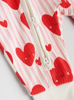 Multipacks|Babypakjes En Babypyjama's|Next Rood met hartjesprint - Verpakking van 3 babyslaappakjes met tweewegrits (0 mnd - 3 jr)