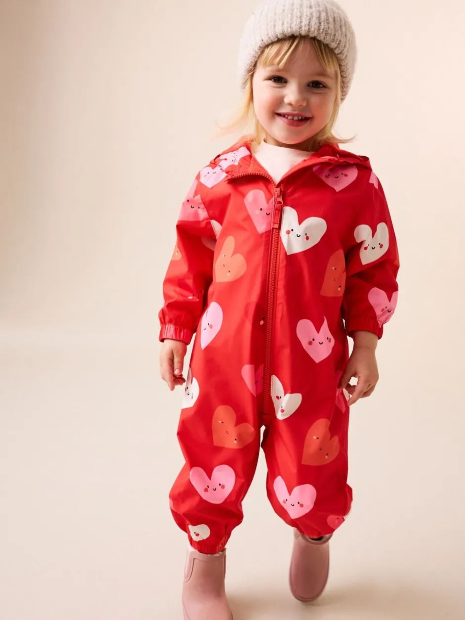 Jassen, Jacks En Kinderwagenpakjes|Jassen En Jacks*Next - Waterbestendig regenpak met print (6 mnd-7 jr) Rood met hartjesprint