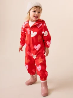 Jassen, Jacks En Kinderwagenpakjes|Jassen En Jacks*Next - Waterbestendig regenpak met print (6 mnd-7 jr) Rood met hartjesprint