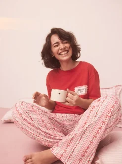 Pyjama's|Alle Nacht- En Loungekleding|Next Rood met print - Pyjama met korte mouwen