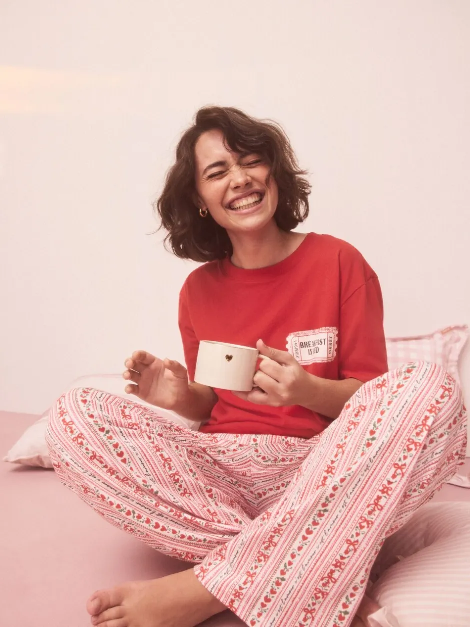 Pyjama's|Alle Nacht- En Loungekleding|Next Rood met print - Pyjama met korte mouwen