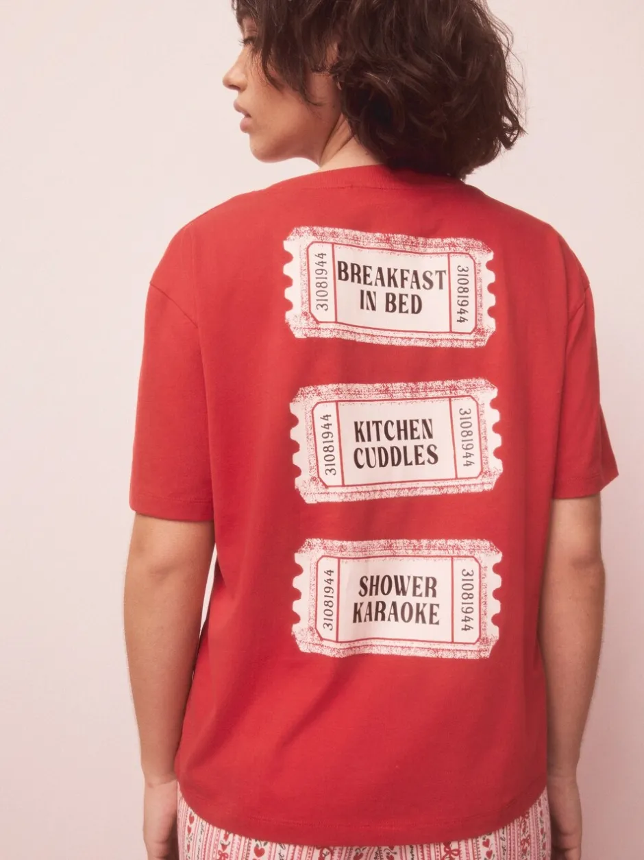 Pyjama's|Alle Nacht- En Loungekleding|Next Rood met print - Pyjama met korte mouwen
