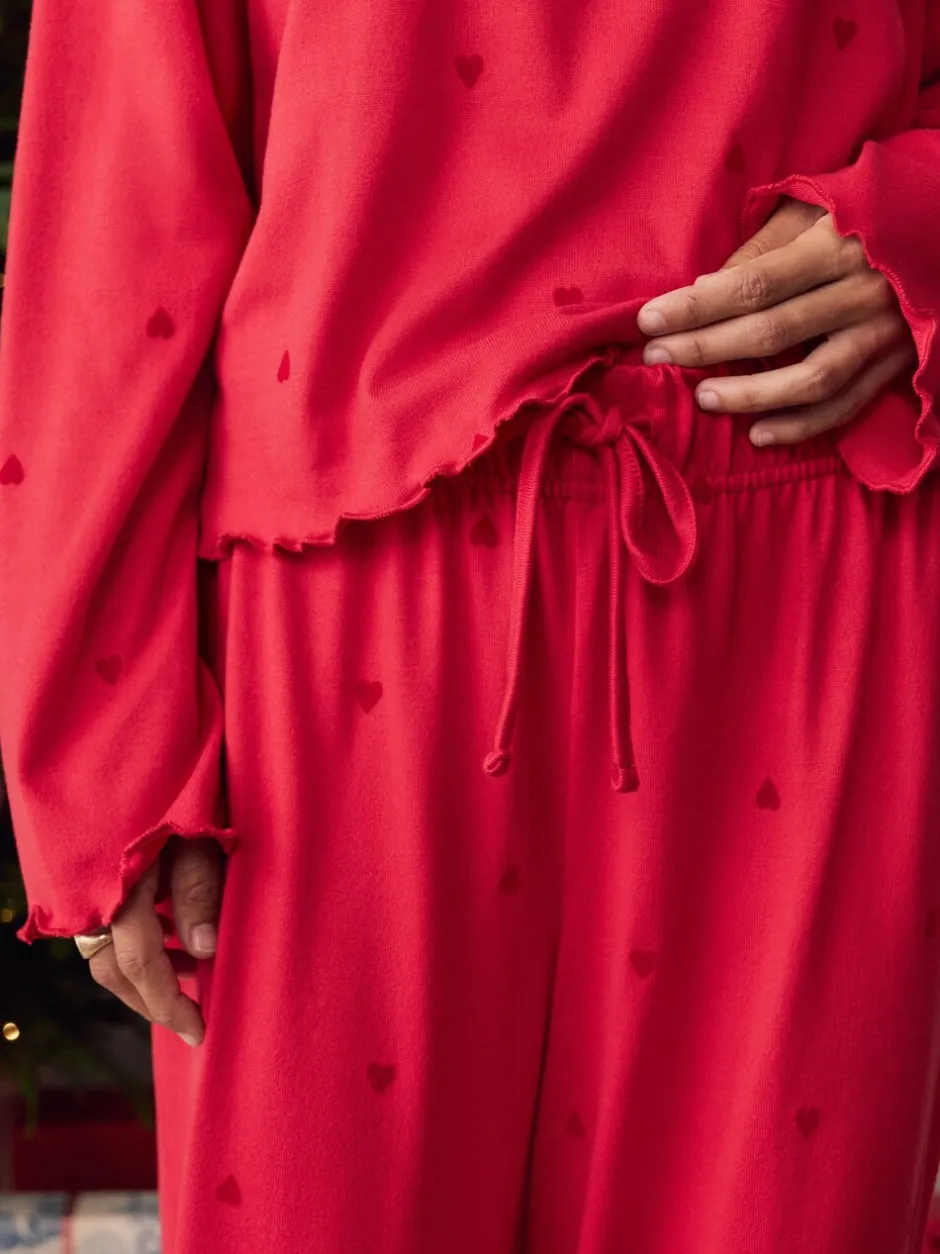 Pyjama's|Loungewear|Next - Zachte pyjama met lange mouwen en hartjesprint Rood met sterren