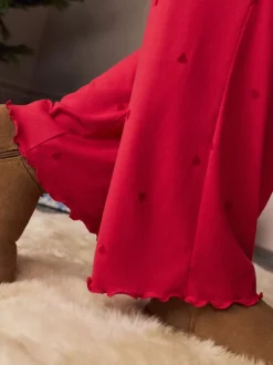 Pyjama's|Loungewear|Next - Zachte pyjama met lange mouwen en hartjesprint Rood met sterren
