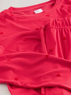 Pyjama's|Loungewear|Next - Zachte pyjama met lange mouwen en hartjesprint Rood met sterren