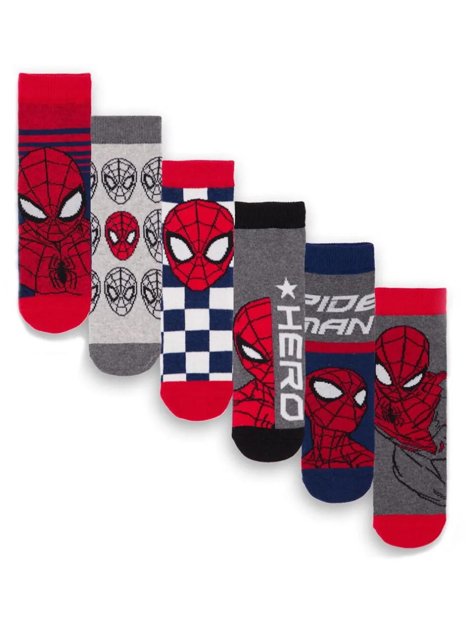 Sokken|Vanilla Underground - set van 6 paar Character jongenssokken Rood Spider-Man™