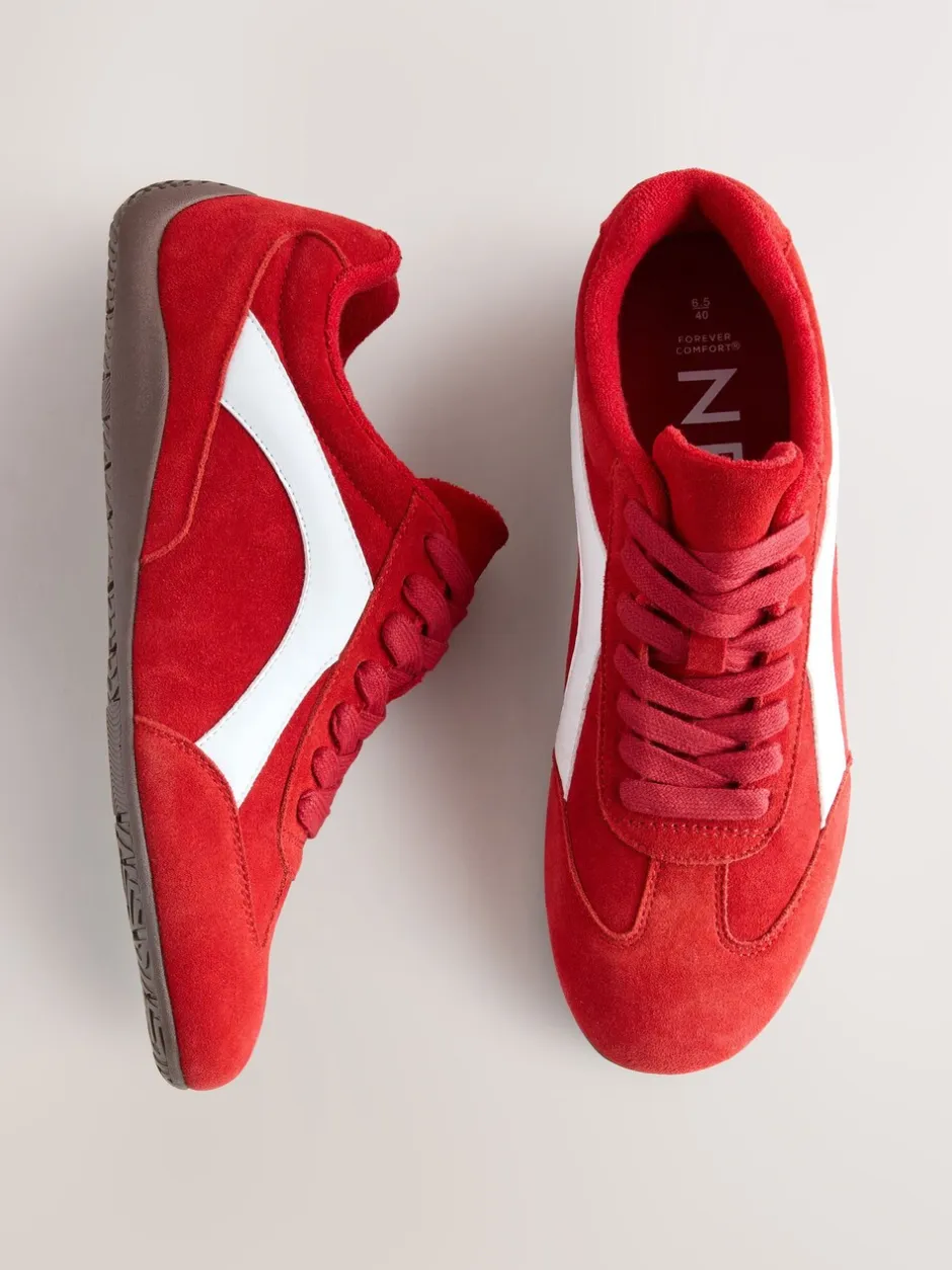 Sneakers*Next - Forever Comfort® Leather Slimsole Lace-Up Trainers Rood suède