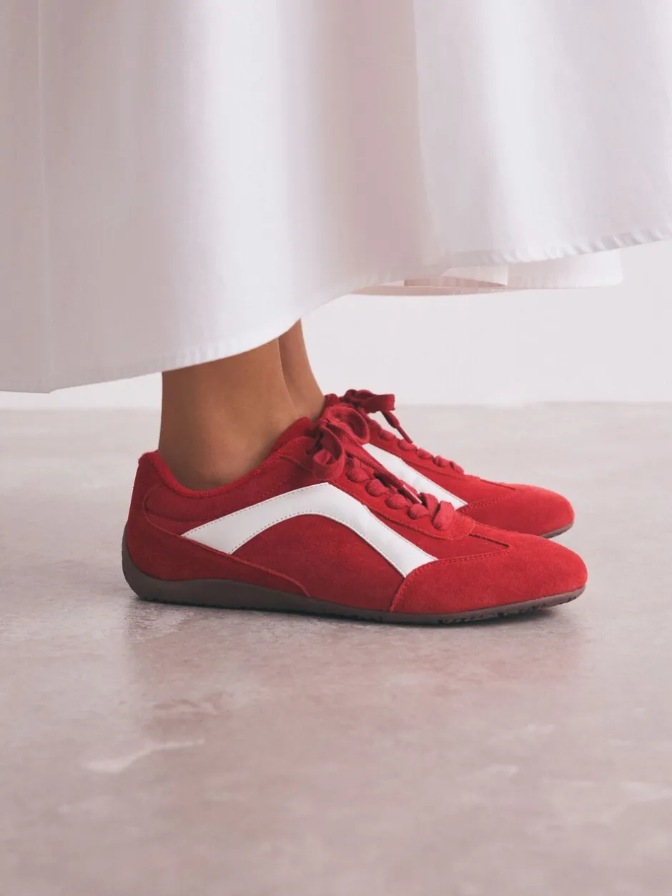 Sneakers*Next - Forever Comfort® Leather Slimsole Lace-Up Trainers Rood suède
