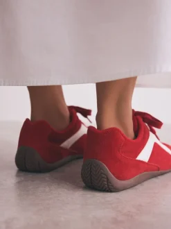 Sneakers*Next - Forever Comfort® Leather Slimsole Lace-Up Trainers Rood suède