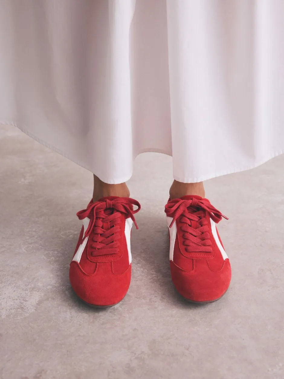 Sneakers*Next - Forever Comfort® Leather Slimsole Lace-Up Trainers Rood suède