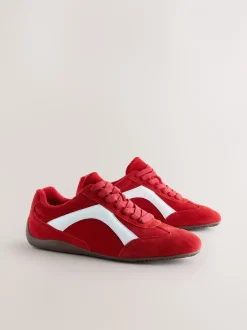 Sneakers*Next - Forever Comfort® Leather Slimsole Lace-Up Trainers Rood suède