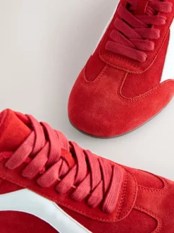 Sneakers*Next - Forever Comfort® Leather Slimsole Lace-Up Trainers Rood suède